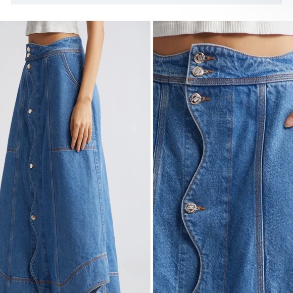 FARM Rio Blue A-Line Denim Skirt - Picture 3 of 7